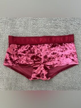 Victoria's Secret PINK Crushed Velvet Boyshorts Maroon Cranberry NWT | Size S